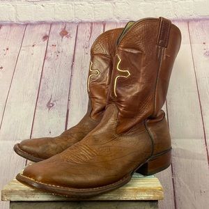 Larry Mahan Men's Square Toe Cowboy Boots, Size: 12D